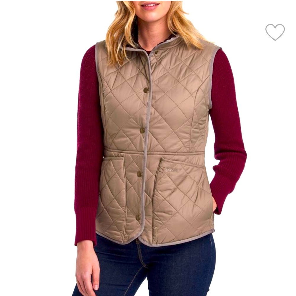 Barbour Jasmine Faux Fur lined quilted vest, size 8